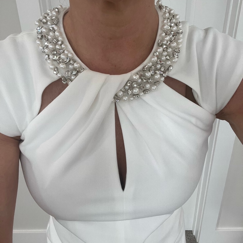 Eliza J White Dress with Pearl Details